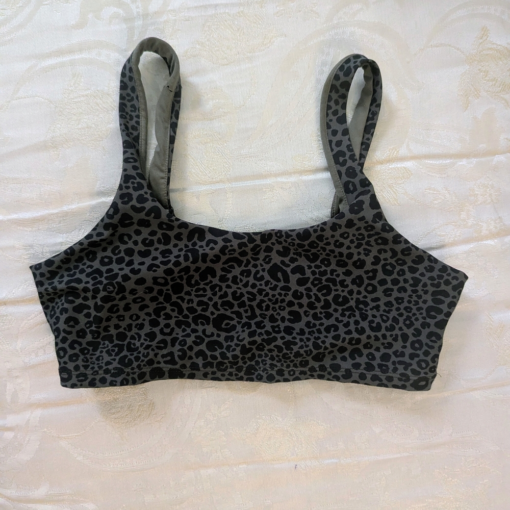 ALO Yoga Dark Leopard Print Sports Bra